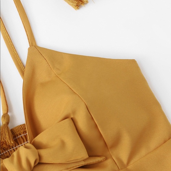 Mustard crop top cami tie front - Picture 4 of 4